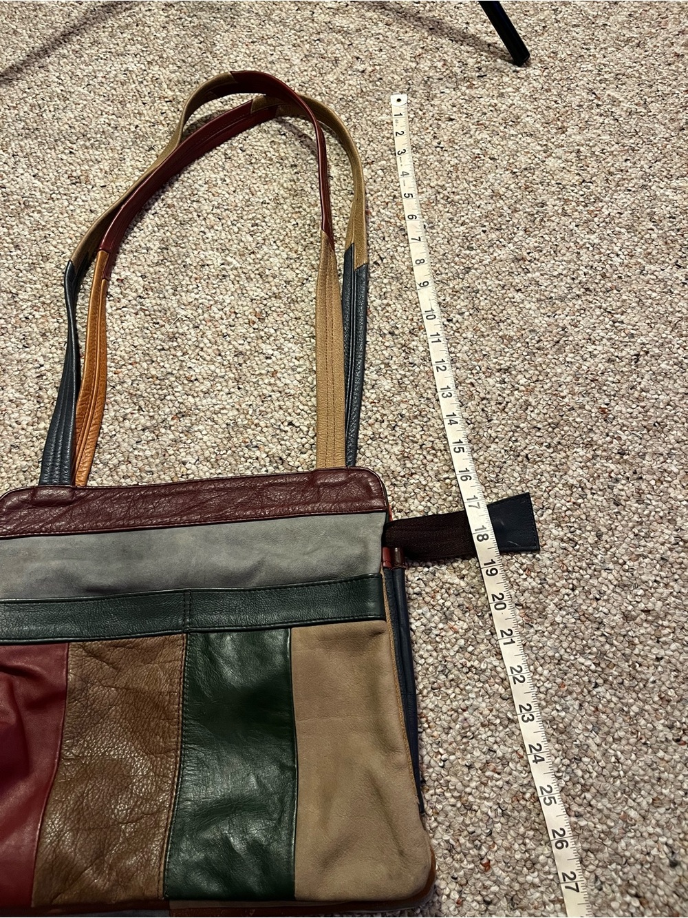 Vintage Colorblock Multicolor Leather Crossbody Bag - Picture 14 of 14